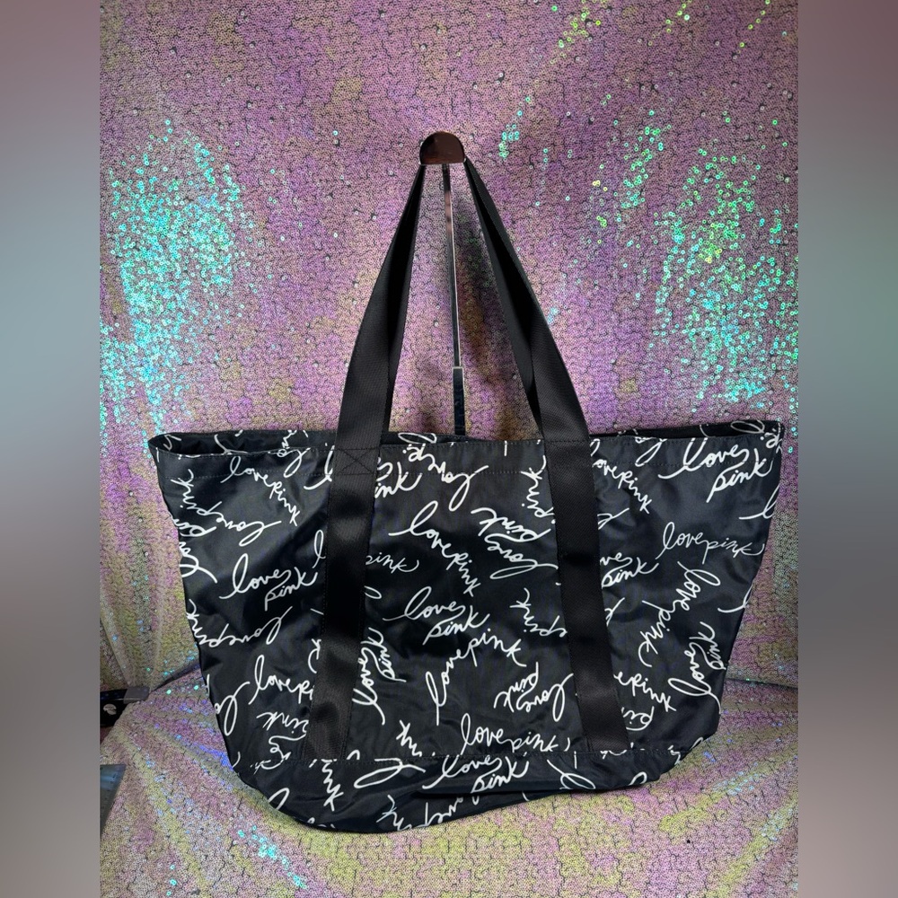 PINK Black and White Tote Bag